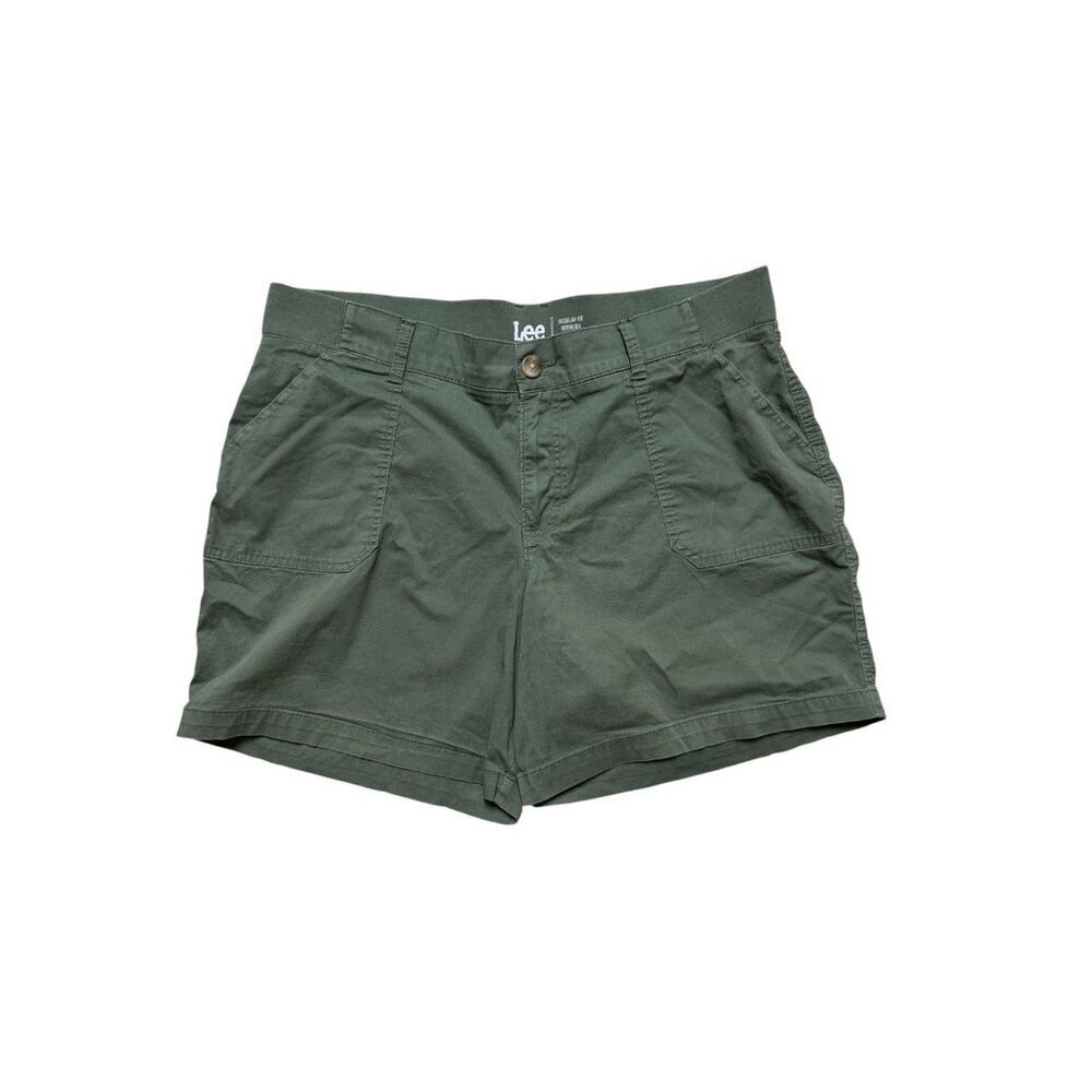 Lee Regular Fit Bermuda Mid Rise Shorts Olive Green Cotton Stretch 18W